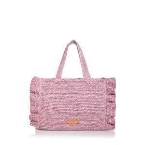 NWT Poolside Lilac Purple Raffia Tote Bag Open Top Ruffle Detail